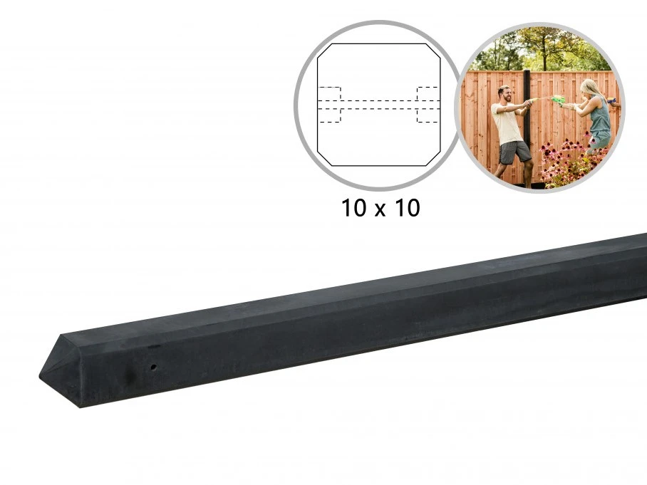 Beton Tussenpaal Glad met Diamantkop Antraciet 10 x 10 cm (100 x 100 mm) - Lengte 310 cm - Afbeelding 5